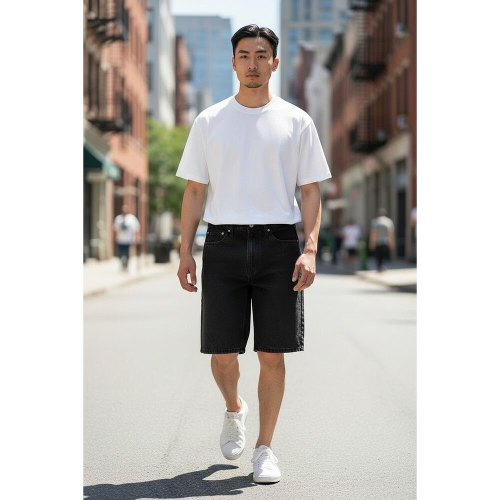 Levi's Men's 469 Loose Fit Denim Shorts  Color: Washed Black  Size: 34W x 12L